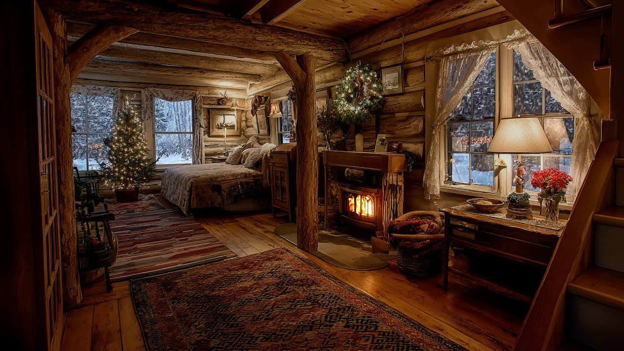 🔴Firelight Settling Slowly in an Aging Cabin | Gentle Fireplace Ambience for Deep Sleep 🔥💤