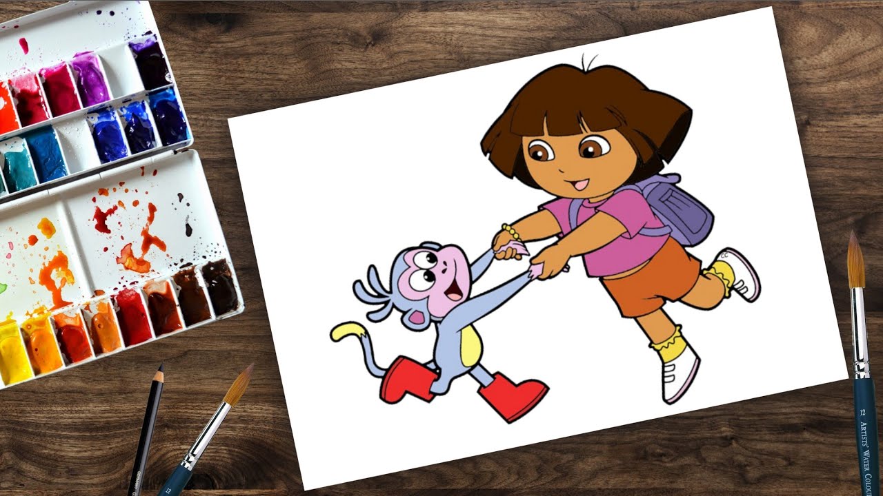 Dora the explorer easy drawing | dora the explorer cartoon drawing coloring
