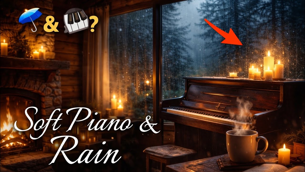 Soft Piano & Rain in Cozy Cabin – 5 Hours | Deep Sleep, Relax & Study