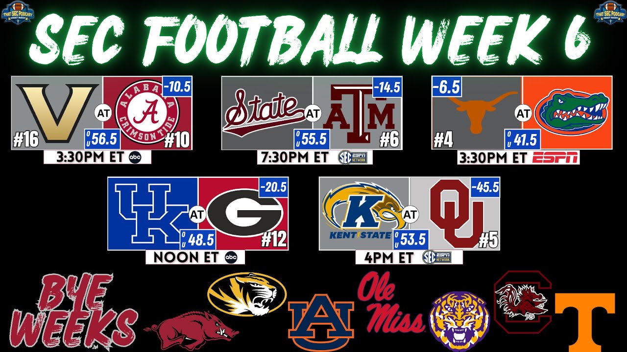 Предварительный обзор 6-й недели SEC: какая команда в опасности?