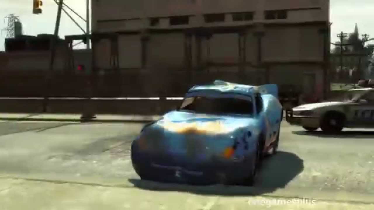 Fourteen jumps Dinoco McQueen crash test Disney car springboards