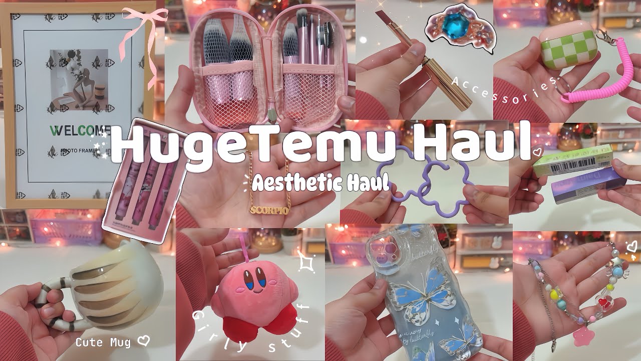 ✨ Aesthetic Temu Haul ♡  Jewellery, Makeup & Accessories 🎀 Unboxing Everything I Ordered
