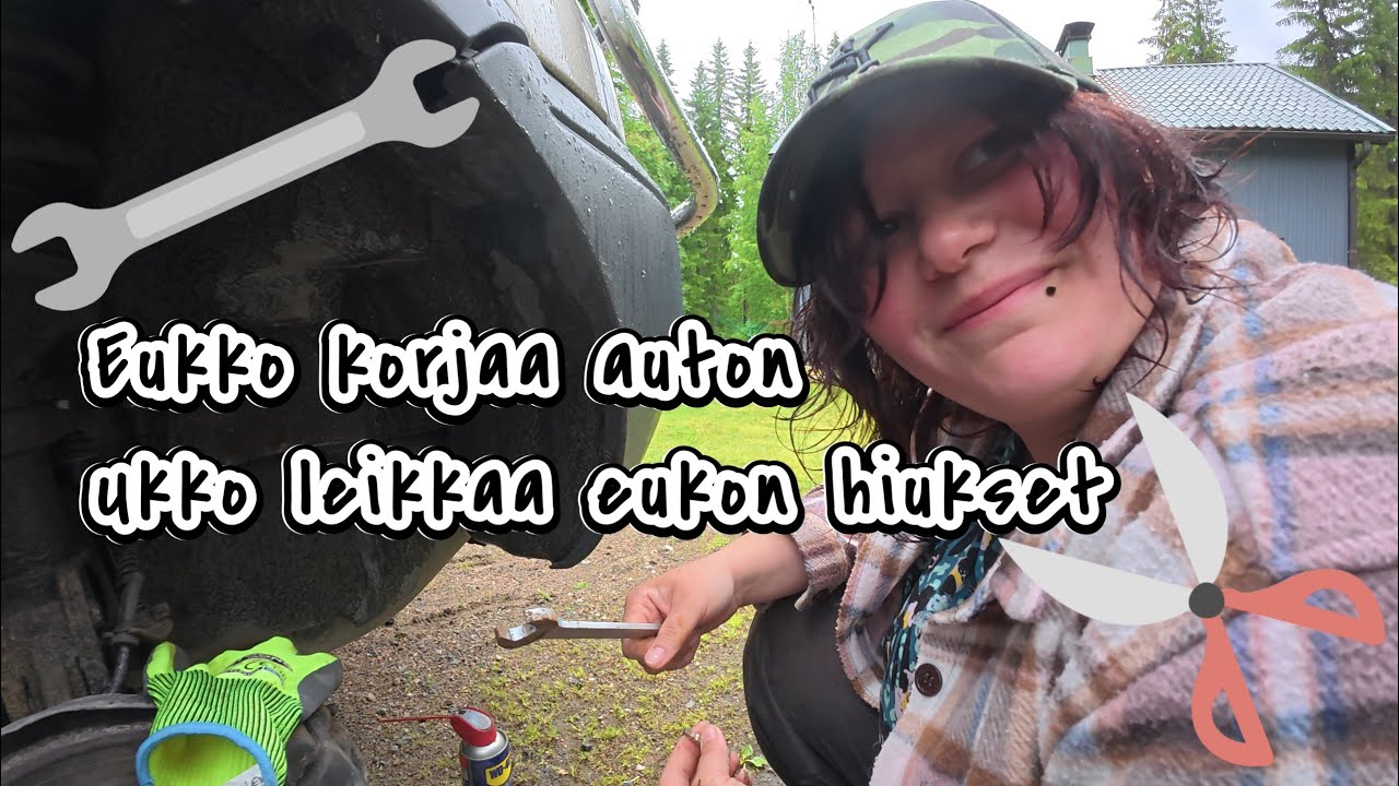 Mit&auml; tapahtuu? Eukko korjaa auton 🔧 ja ukko leikkaa eukon hiukset! ✂️