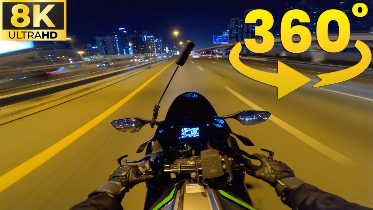8K 360 Motorcycle Riding | Interactive VR Video | Insta360 X5 | Night Ride | Kawasaki Ninja ZX10R