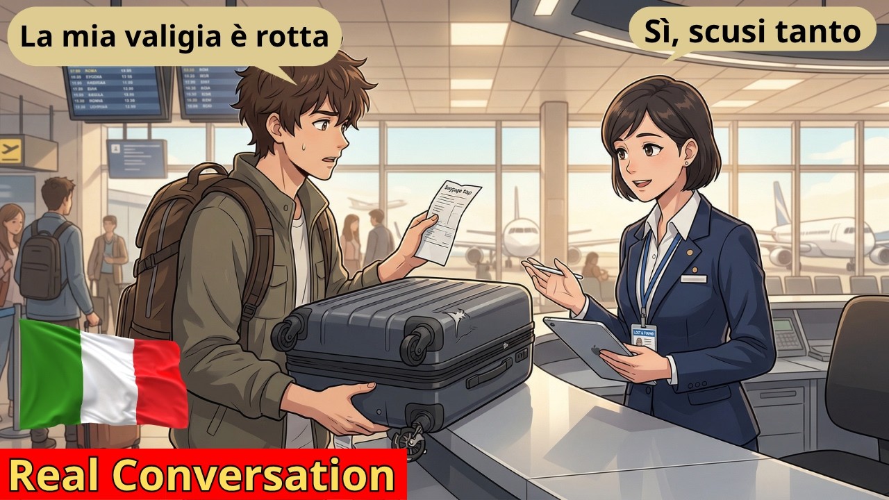 Airport Situations | 8 Short Italian Conversations | Italian for Beginners | A2