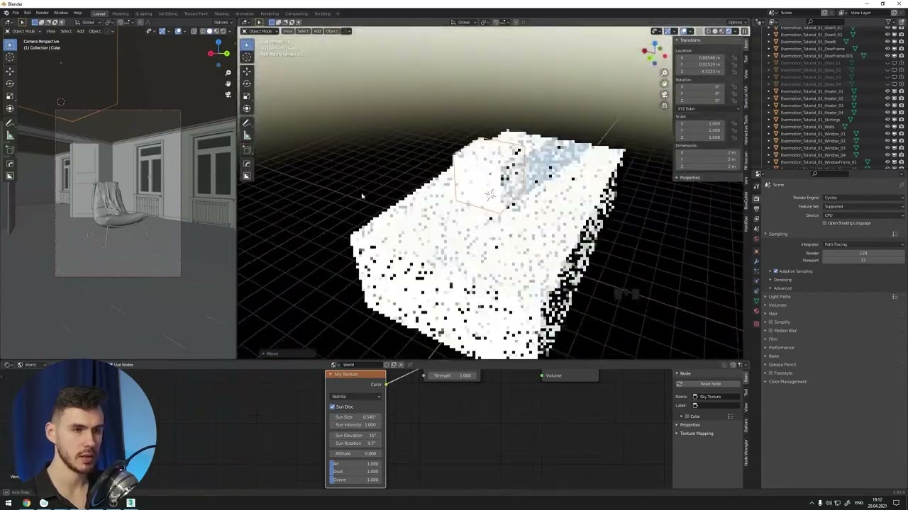 112  Дневной свет в Интерьере   Blender Cycles   Архвиз   Уроки н