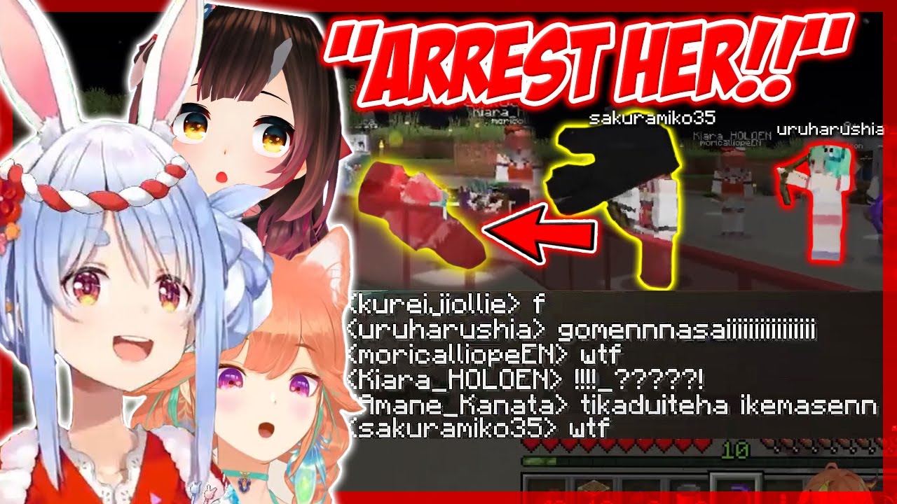 Rushia MURDERS MIKO, Pekora Roboco & Kiara CALL THE POLICE - Summer Festival Usaken ENG Sub Hololive