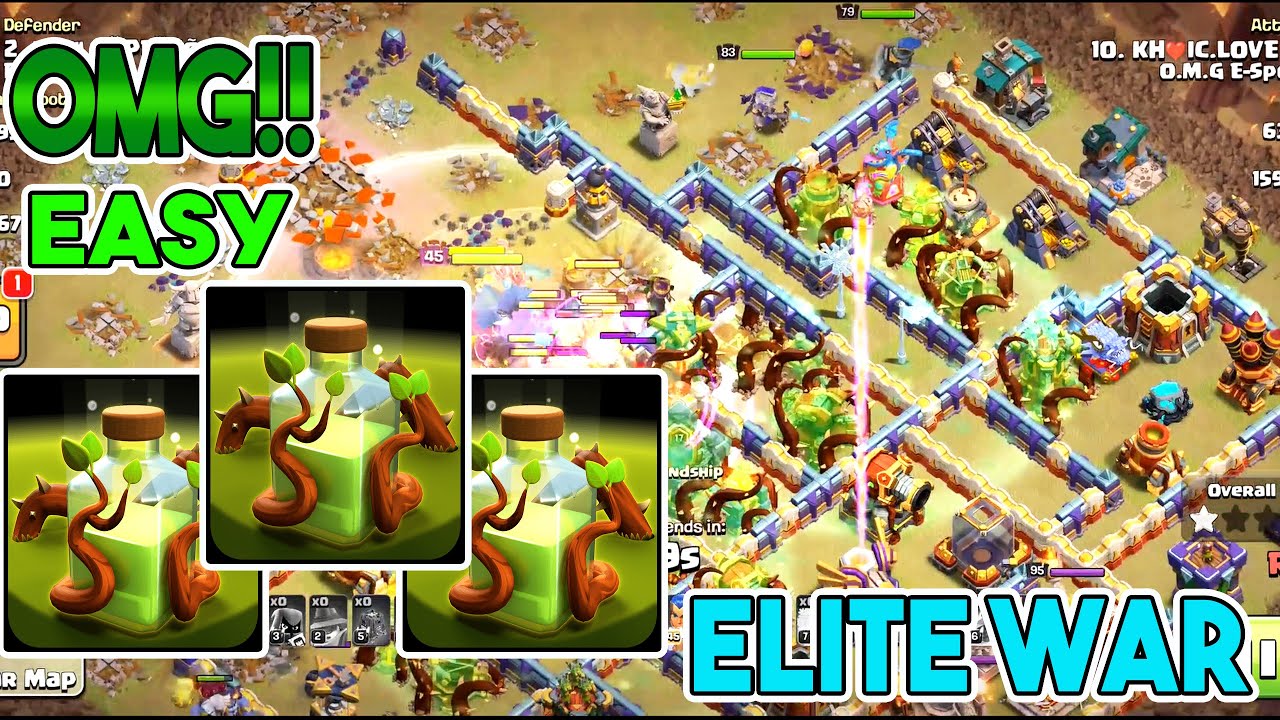 OMG! Clan War Attack 2024 - Overgrowth Spell + Root Rider & Any Grounds Smash TH16 ( COC )