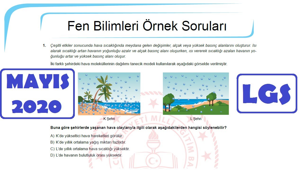 Fen Bilimleri Mayıs Ayı 2.Örnek Sorular LGS 2020