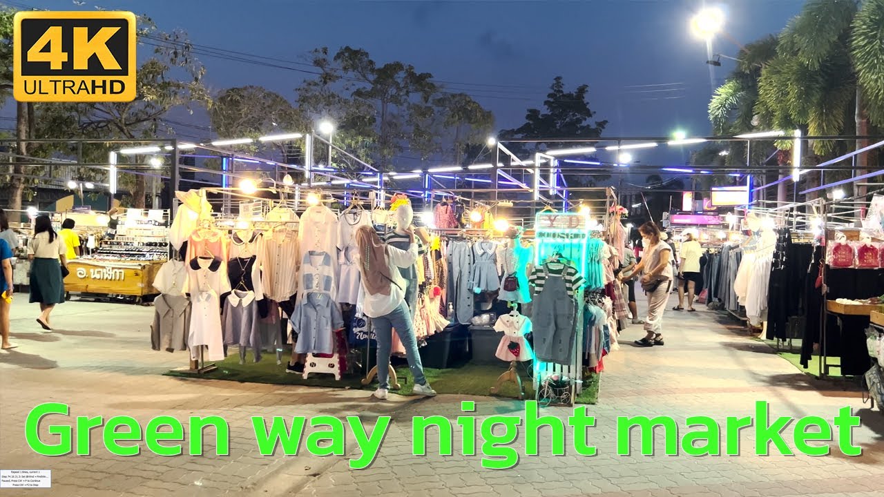 Street walk  Greenway a Lifestyle Night Market in Hatyai. Nice Food Good Shopping.