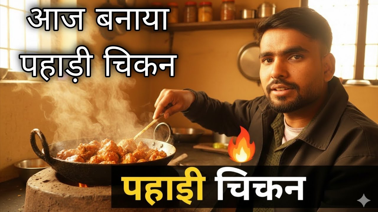 देसी स्टाइल में पहाड़ी चिकन बनाया | Village Cooking Vlog 