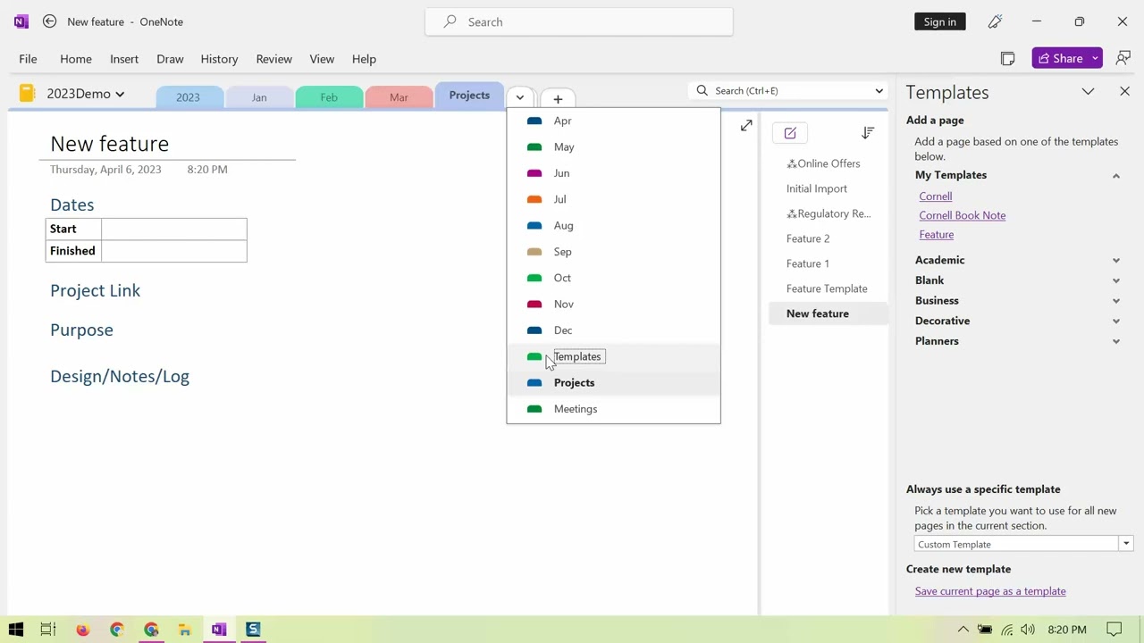 Using and Creating OneNote Templates