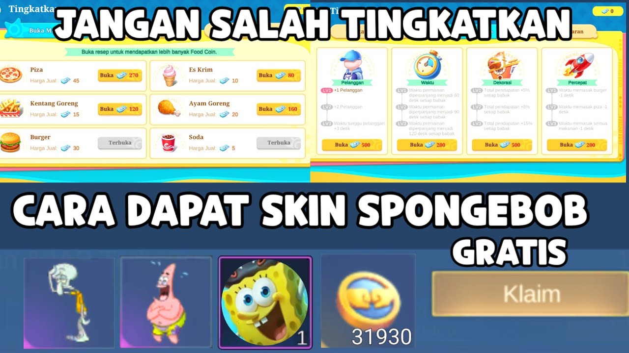 JANGAN SALAH TINGKATKAN ! CARA DAPAT SKIN SPONGEBOB & DAPAT 31.930 FRIENDSHIP COIN