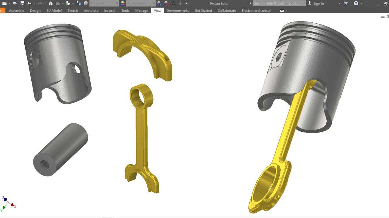 Autodesk Inventor Montaj Modulü Assemble Komutu Piston Örnek Alıştırma #Autodeskinventorassembly