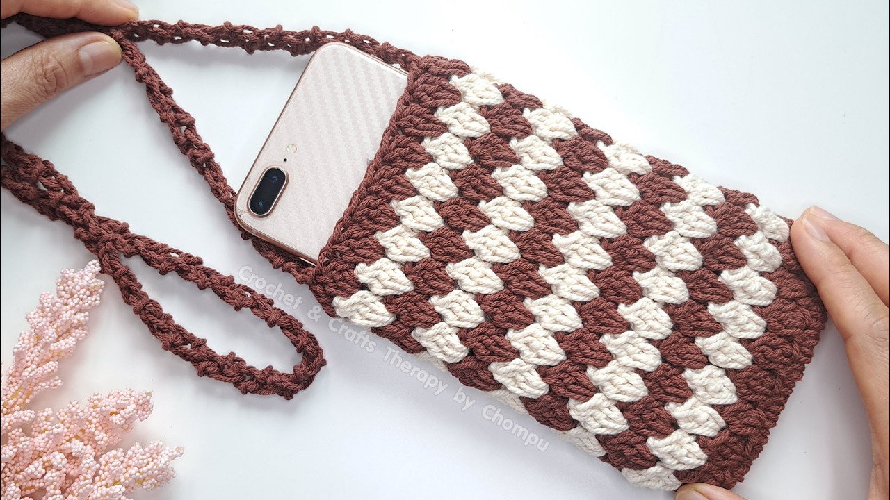 Вязаная крючком сумка для телефона своими руками | Вязаная сумка через плечо | Идея подарка, связ...