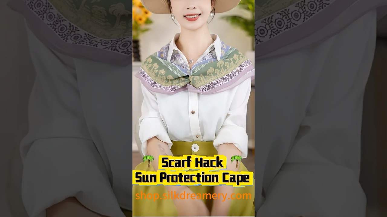 ☀️Summer Scarf Hack: Turn Your Scarf Into a Chic Sun Protection Cape!🌴 #grwm #ootd #beauty #art