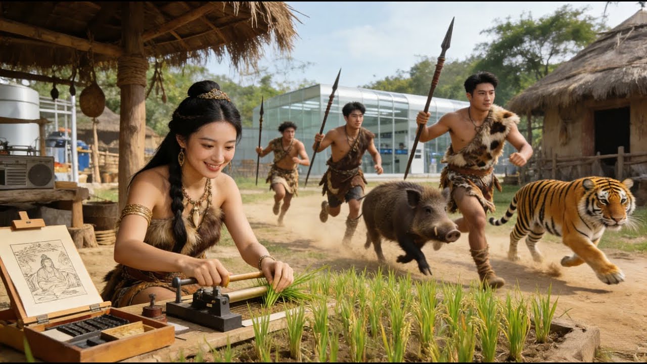 穿越成遠古部落女首領，以現代知識帶全部落吃飽飯，用現代科技打趴敵對部落！#首發新劇 #無腦劇 #完結短劇