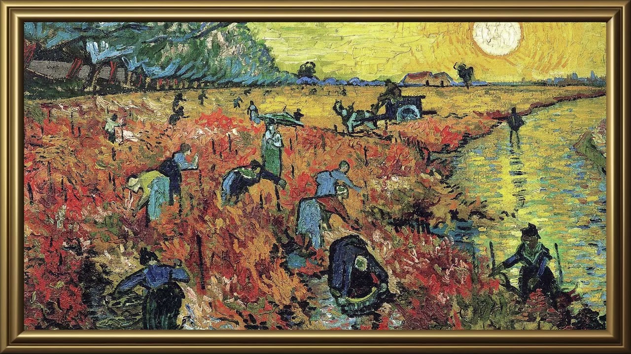 Van Gogh Red Vinyard painting | Golden frame | TV wallpaper HD