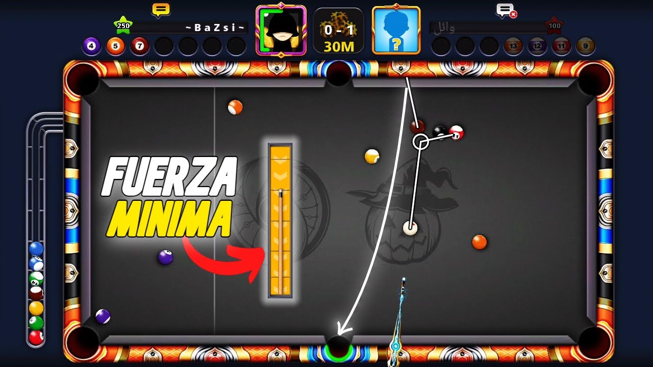 Jugando con la fuerza minima en 8 ball pool