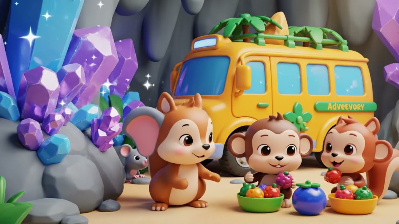 Wheels Go Round in the Jungle 🌈 | Baby & Toddler Rhyme