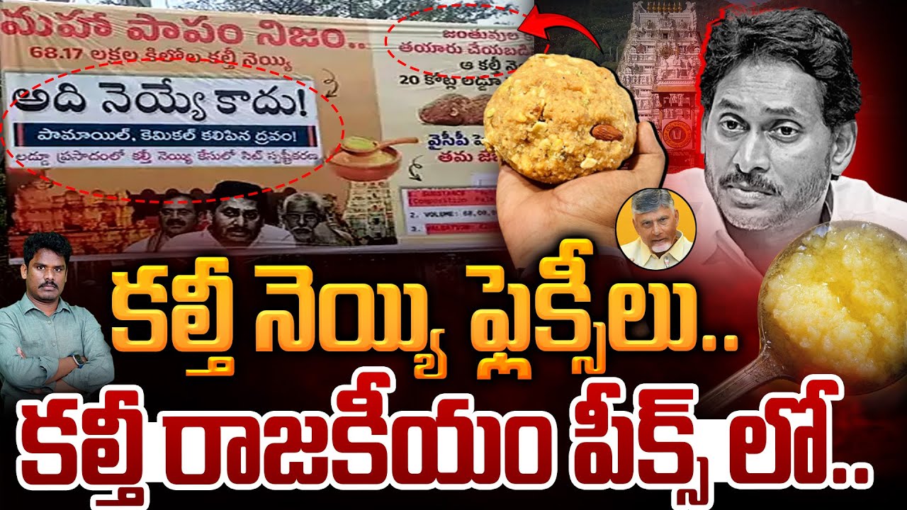 Tirumala Laddu Flexi Politics: కల్తీ నెయ్యి ఫ్లెక్సీలు.. కల్తీ రాజకీయం పీక్స్ లో.. | AP 175