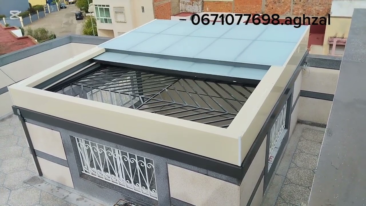 تغطية سقف متحرك كهربائي بلحديد والزجاج 0671077698