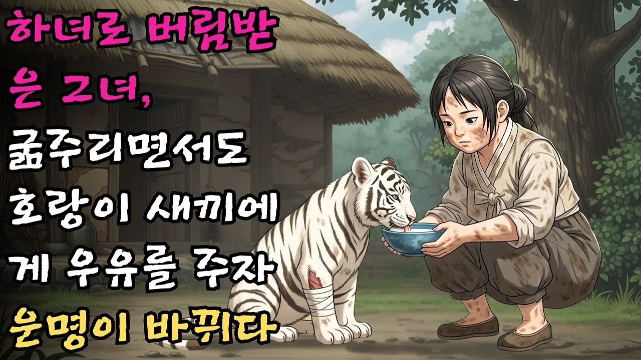 하녀로 살다 부모에게 버림받은 그녀는 먹을 것 하나 없어도 호랑이 새끼에게 우유 한 그릇을 내주었고, 그 순간부터 운명이 바뀌기 시작했다. #야담 #민담 #전설 #설화