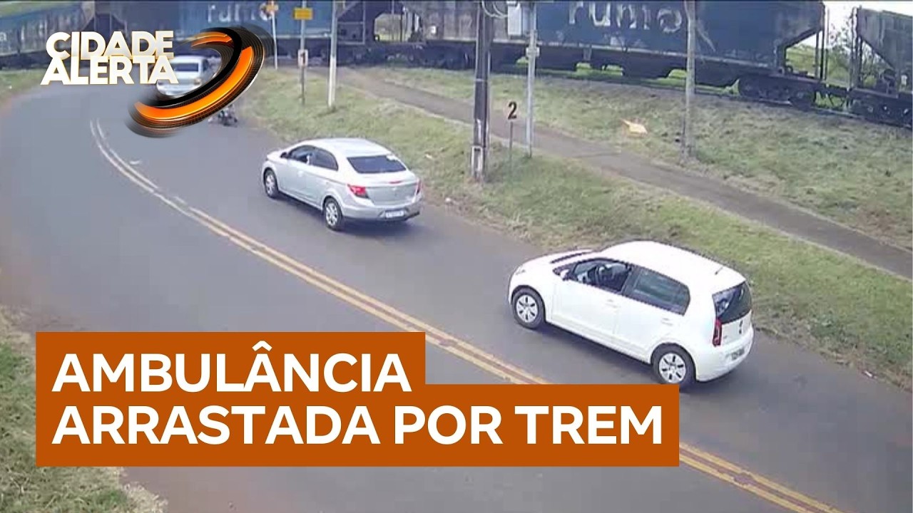Quatro pessoas ficam feridas após ambulância ser arrastada por trem em Jandaia do Sul (PR)