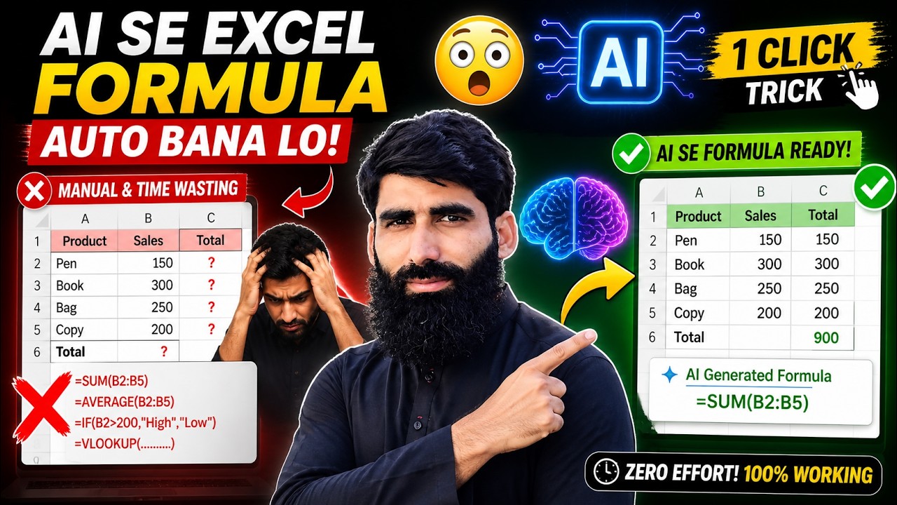 Stop Wasting Time! | AI Se Excel Formula Banana Sikho | Zero Effort Trick!