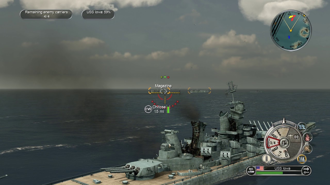 Battlestations Pacific USS Iowa & USS Montana vs 4 Japanese aircraft carriers (FULL MISSION)