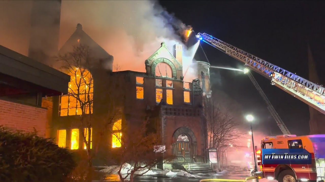 Large fire destroys abandoned church in Downtown Elmira