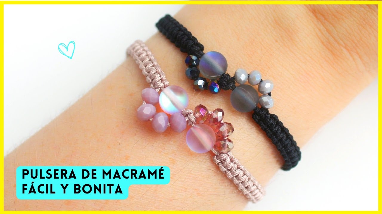 🤩 Como hacer PULSERAS de HILO en MACRAMÉ con CRISTALES y PIEDRAS FÁCIL y BONITO para PRINCIPIANTES