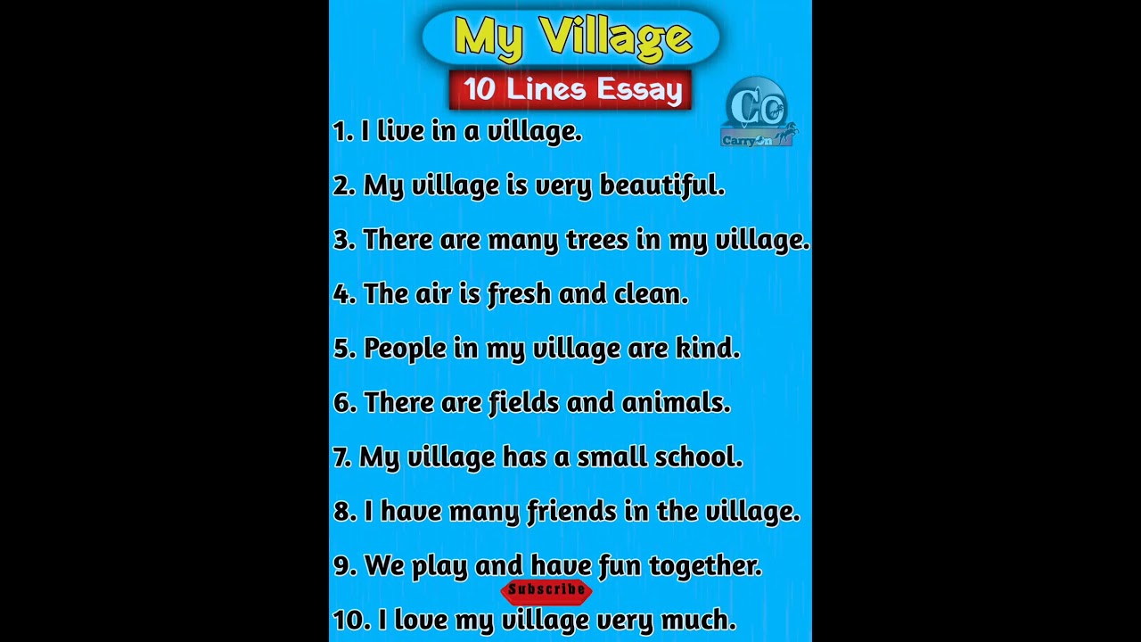 10 Lines Essay on My Village in English || My Village Essay for beginners Students @CarryOn-360