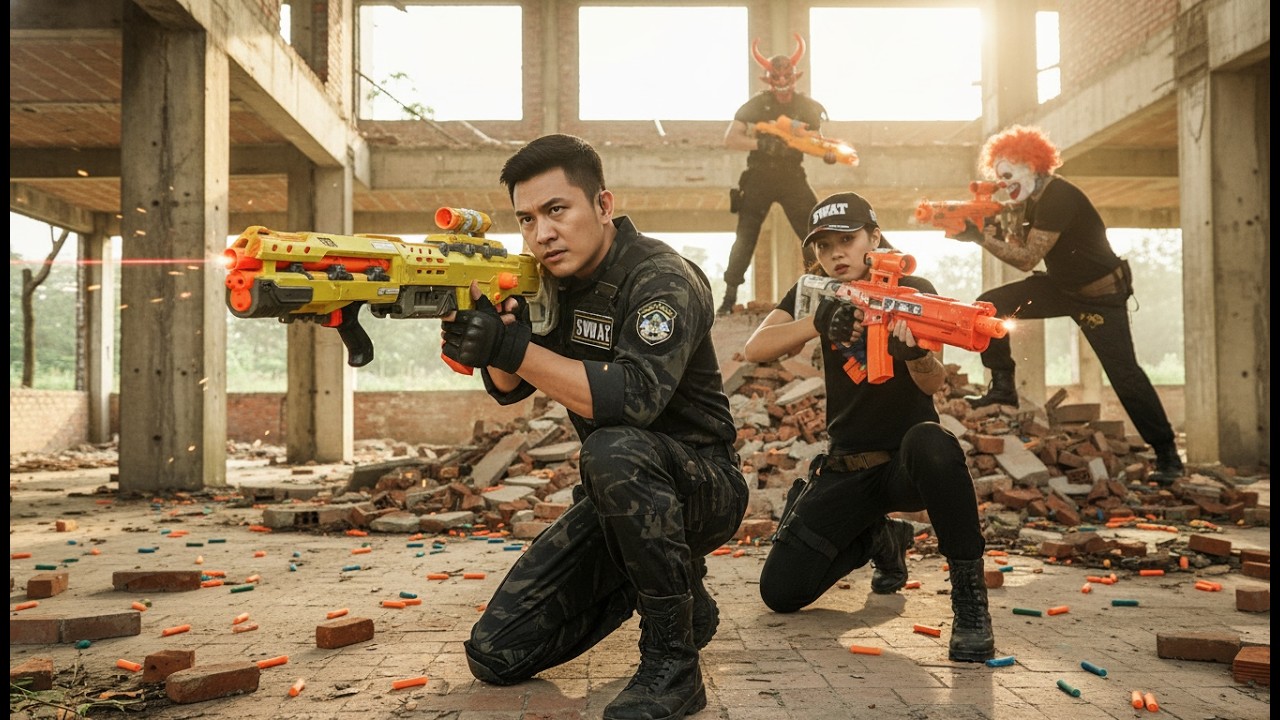 LTT Nerf Mod : SWAT TEAM Mission - Elite Nerf Guns Raid on The Crimson Masks Crime Syndicate