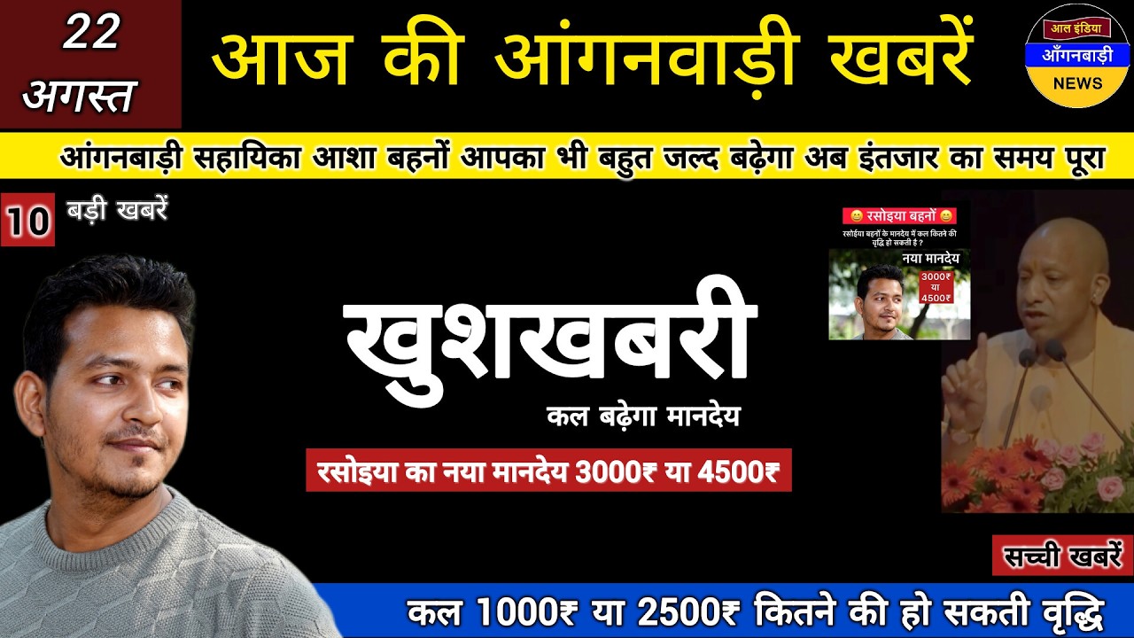 आंगनबाड़ी सहायिका आशा बहनों अब आपका भी मानदेय बहुत जल्द बढ़ेगा कल रसोइया का 3000₹ या 4500₹ होगा