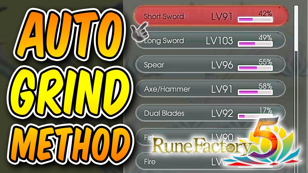 RUNE FACTORY 5 GUIDE: AFK AUTO METHOD TO INCREASE WEAPON & MAGIC SKILLS TO LVL 90-99