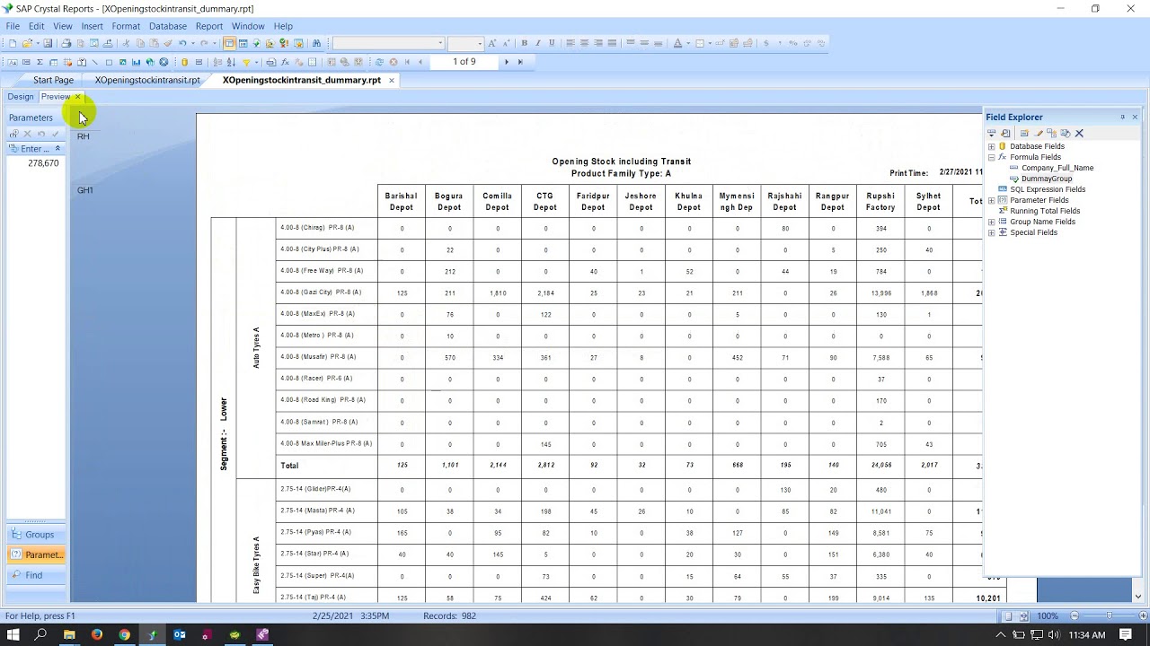 How to Show row header For Cross Tab Report In Crystal Reports | Muhammad Abdul Quium (V-148)