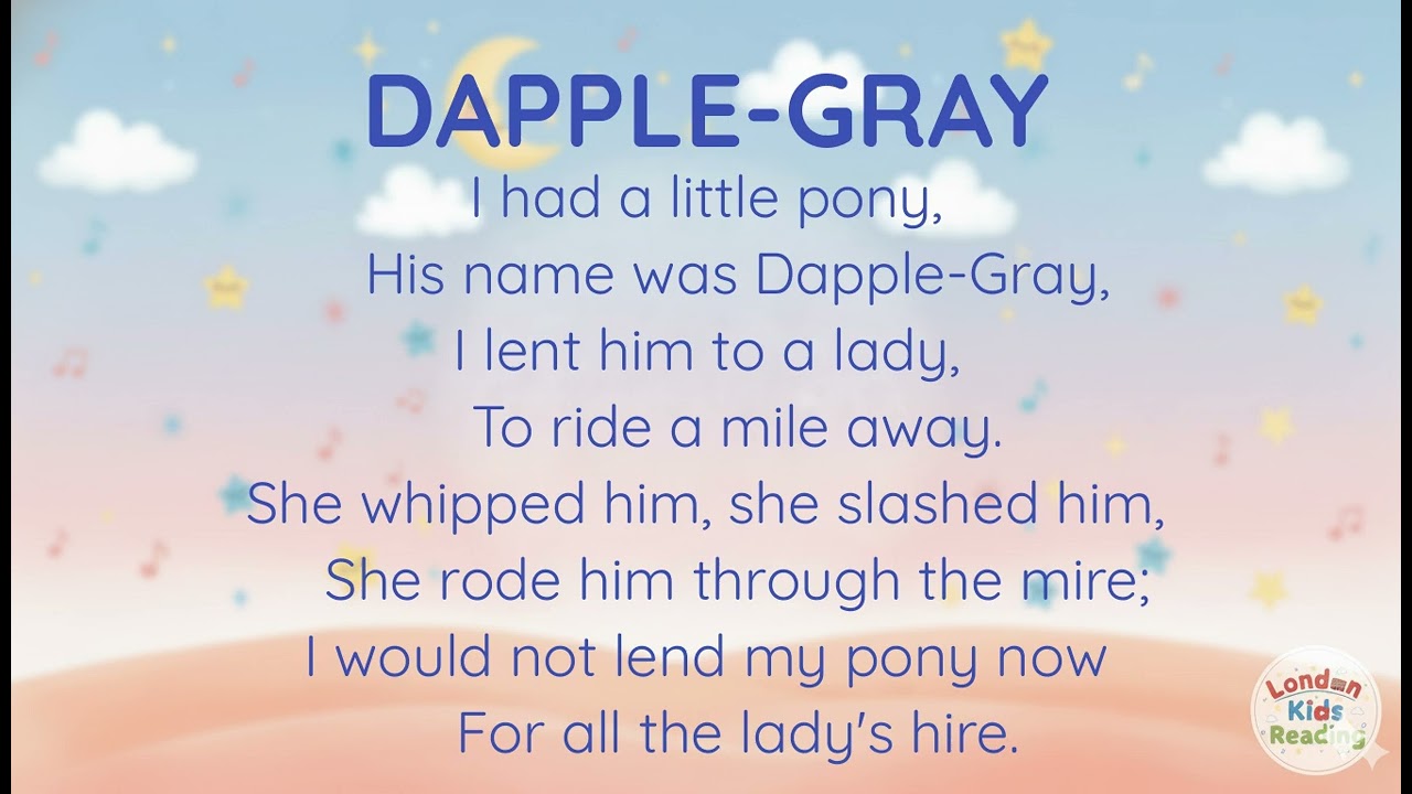 Dapple Gray | Nursery Rhyme for Kids📚Read Aloud & Early Reading Practice