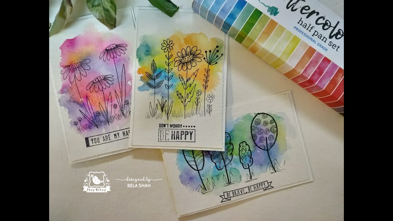 Pretty and Simple Watercolour Doodle Cards