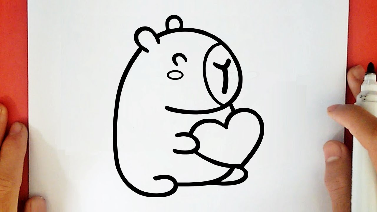 COMO DESENHAR UMA CAPIVARA KAWAII SEGURANDO UM CORAÇÃO