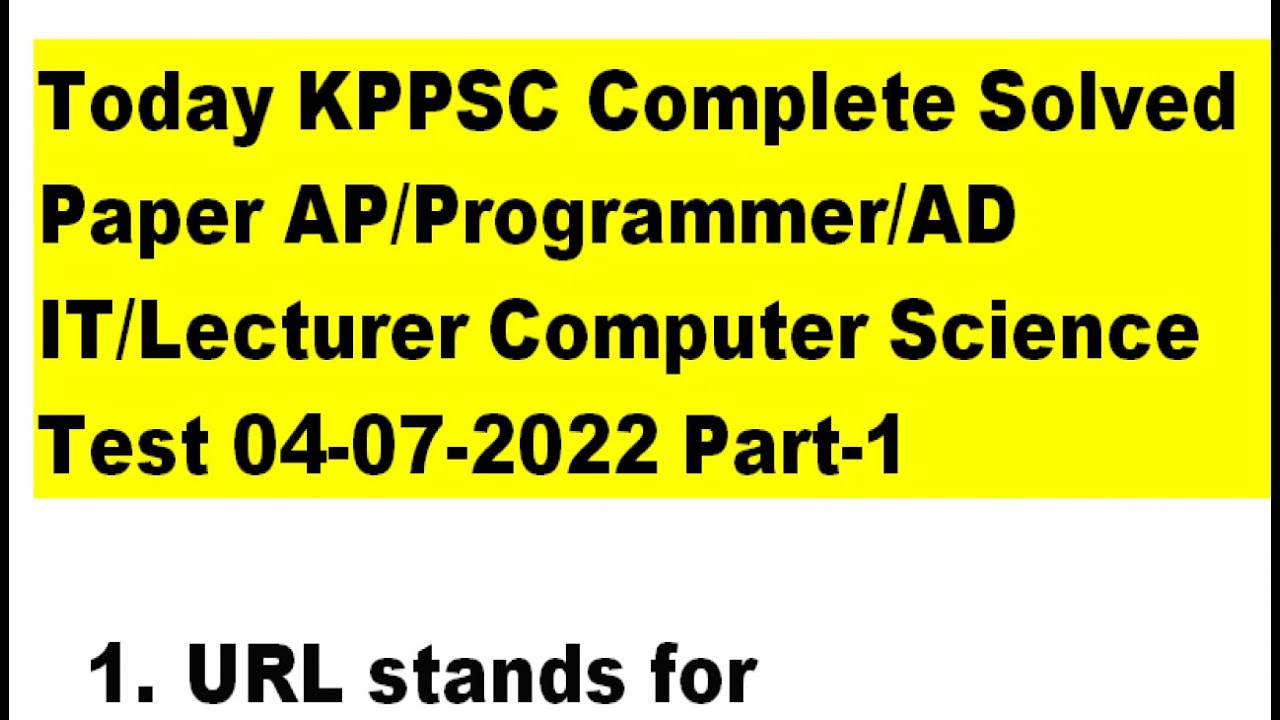 KPPSC Assistant Director IT Solved Paper 04-07-2022 ||KPPSC Assistant Director Complete Solved Paper