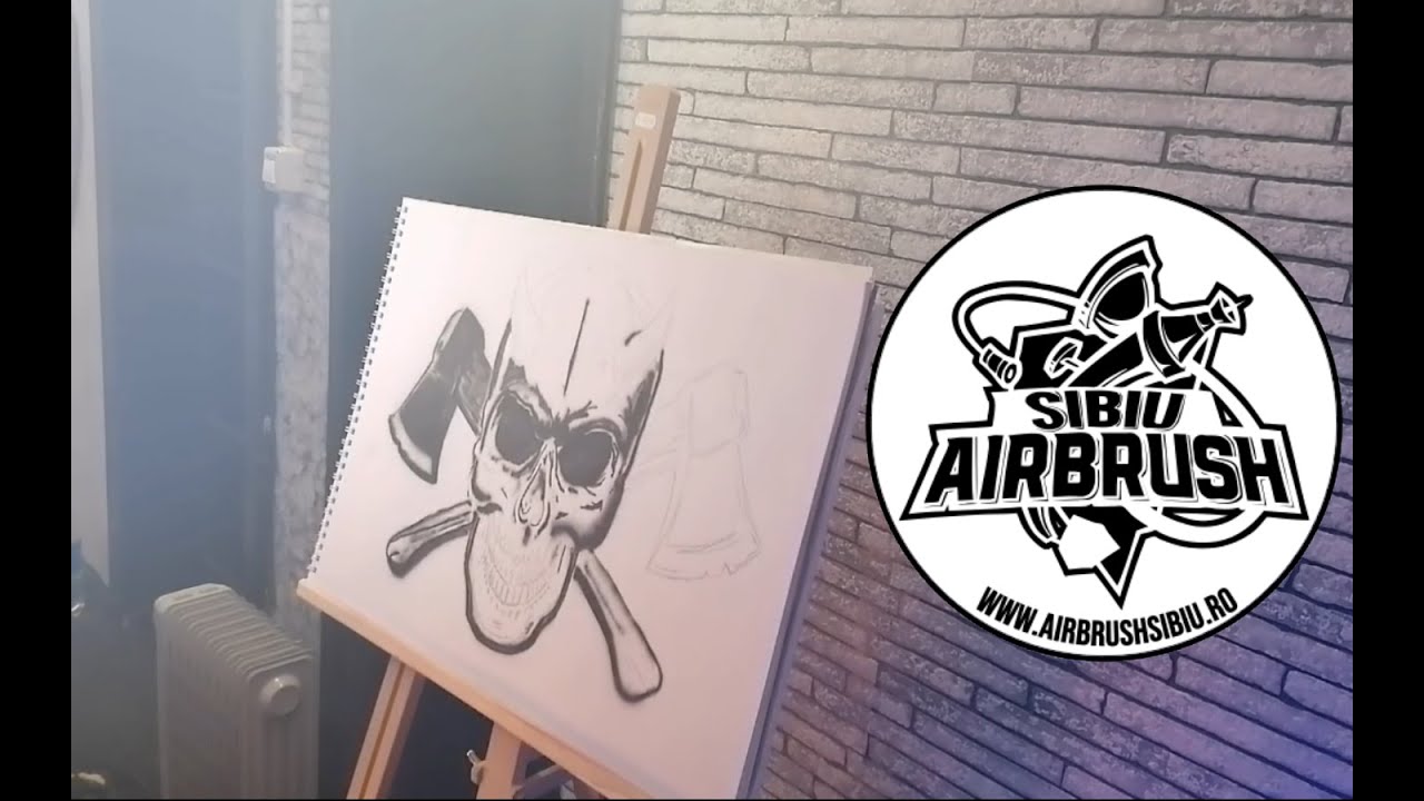 Airbrush Sibiu-aerografie | Skull with axes
