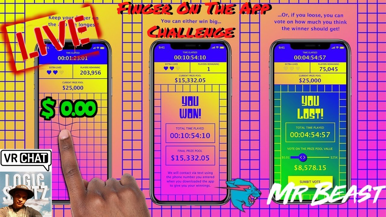 Mr Beast Finger On The App Challenge 🔴Live🔴 $25k! (181 people left!) 20 hours in