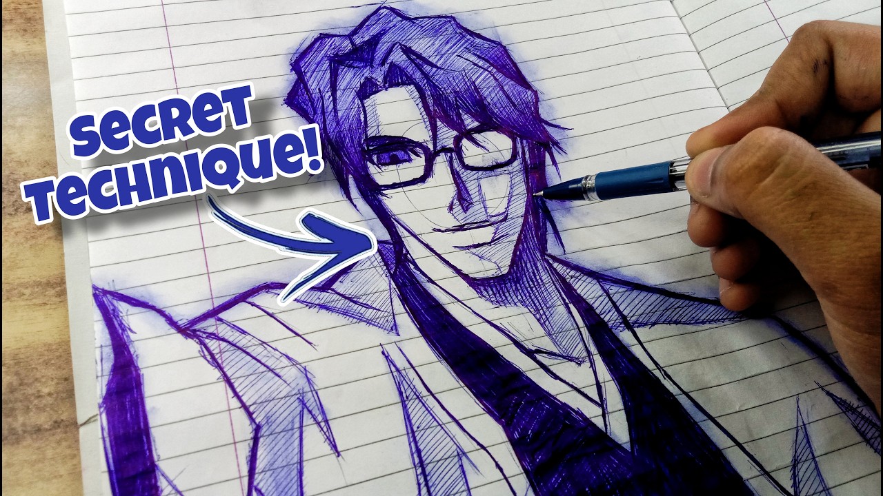 The Secret Pen Shading Technique I Use! | Aizen Sosuke Drawing | Anime Quick Sketch