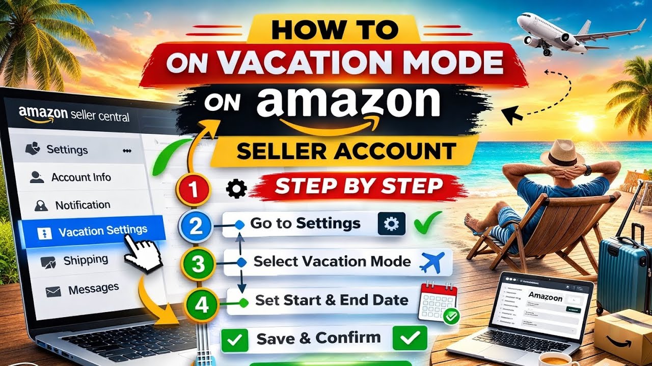 How to go on vacation mode on Amazon seller account step by step 