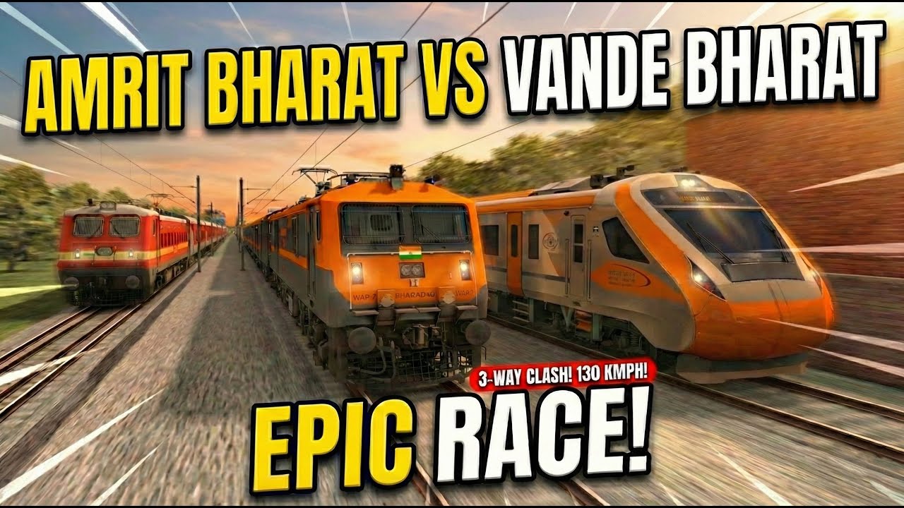 130 KMPH! Amrit Bharat vs Vande Bharat Express | The Ultimate Parallel Race | Indian Train Simulator