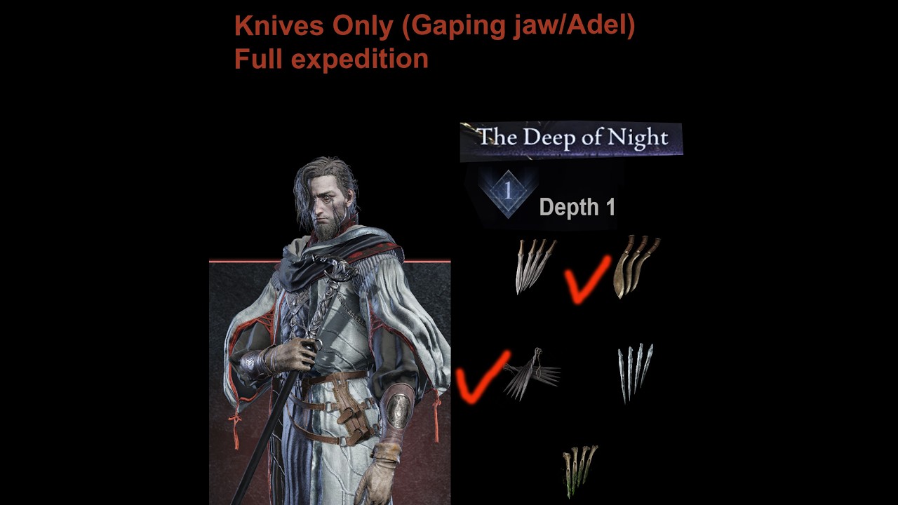 Throwing Knives Only (Gaping Jaw/Adel) Scholar (Bagcraft) (Elden Ring Nightreign)