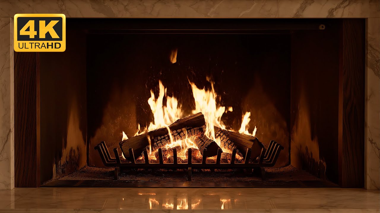 Warm Fireplace Ambience 4K UHD 🔥 Fireplace Sounds for Relaxation