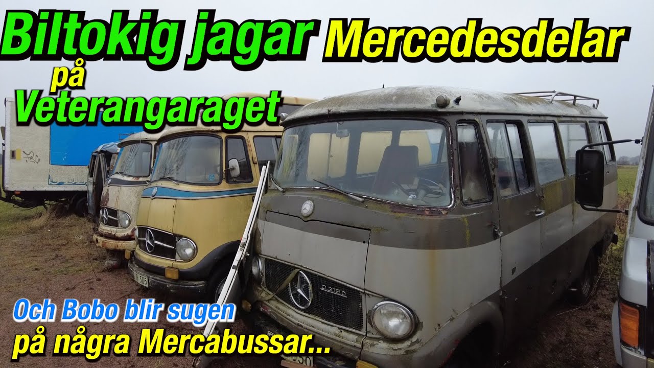 Mercedesdelar och klassiska bussar hos Veterangaraget