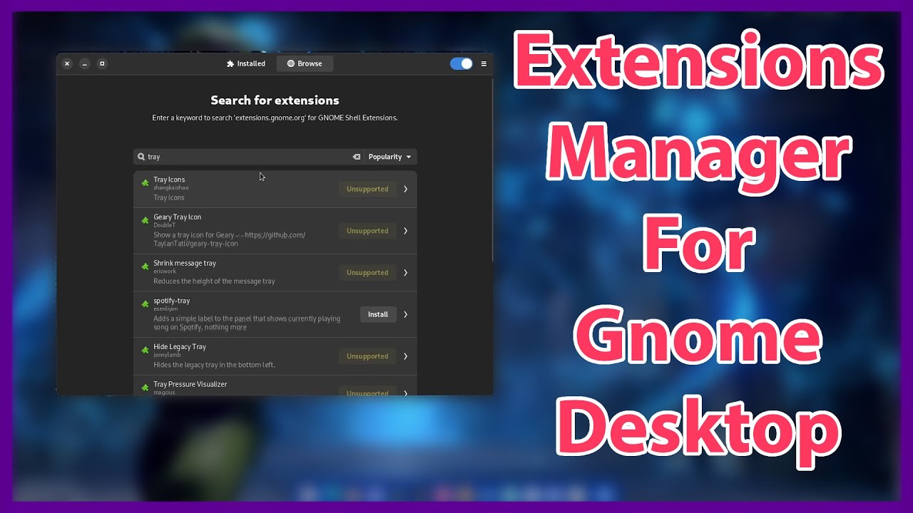 Gnome Extensions manager   Overview